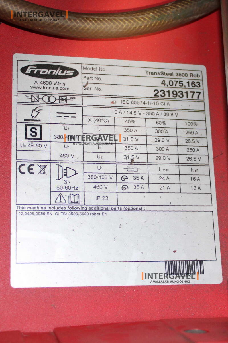 Hegesztő robot - Fanuc, ARC Mate 100iC; Fronius, TransSteel 3500 Rob 23